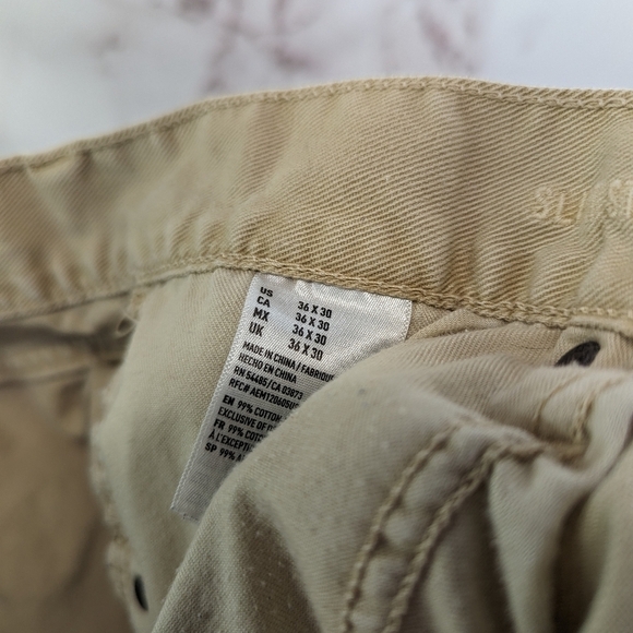American Eagle Outfitters Pants Mens 36x30 Khaki Denim Slim Straight Jeans - Picture 3 of 13